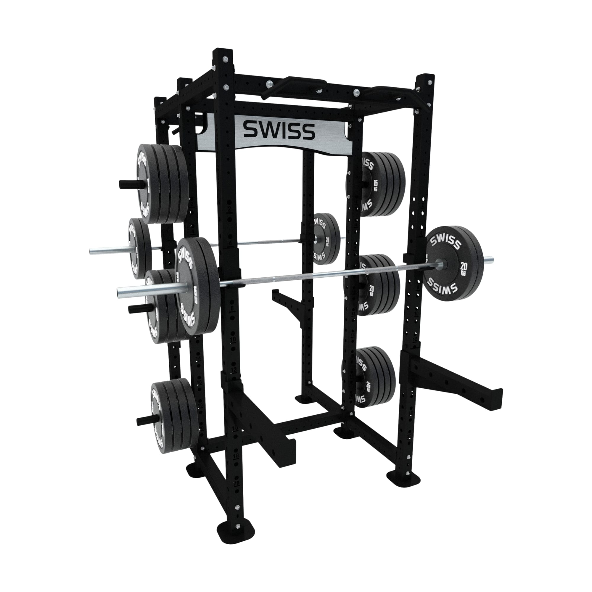 Swiss Double Half Rack Black Black Plates